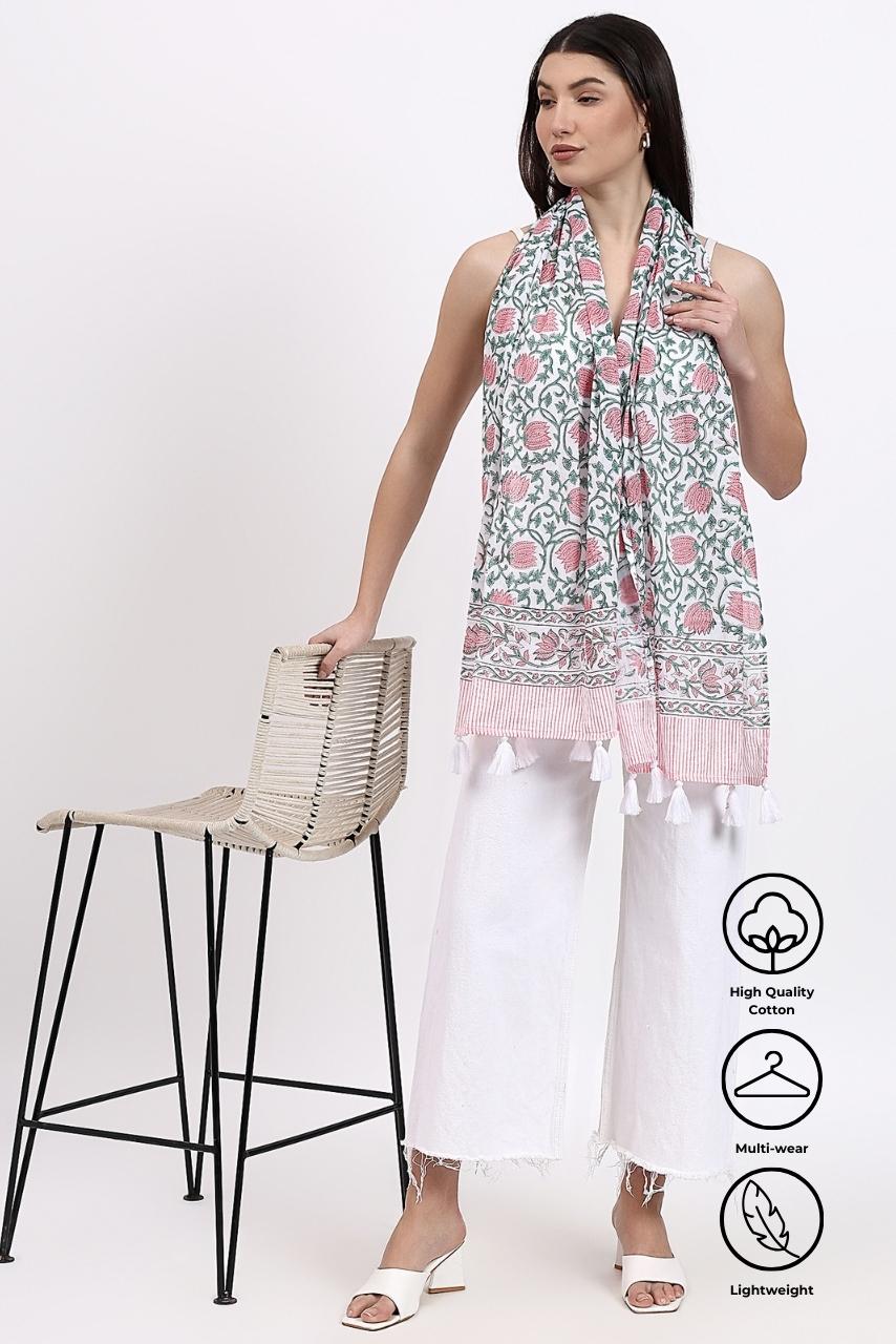 Cotton Scarf - Lotus - Hi Handmade