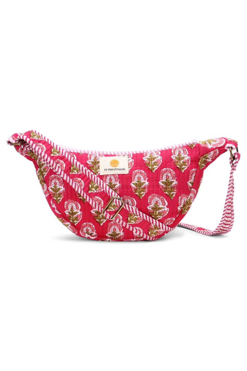 Cotton Sling Bag - Pink - Hi Handmade