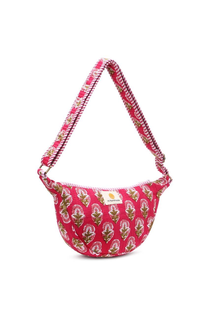 Cotton Sling Bag - Pink - Hi Handmade