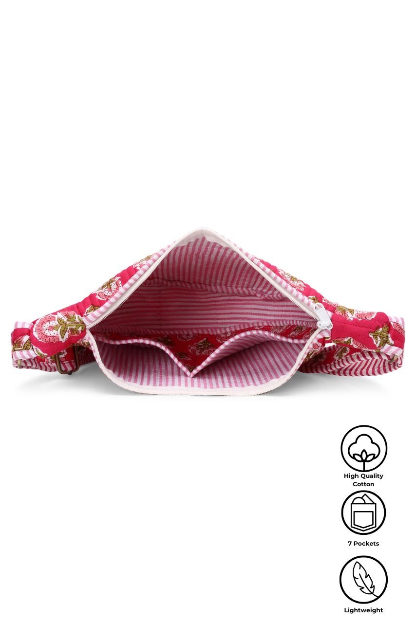 Cotton Sling Bag - Pink - Hi Handmade