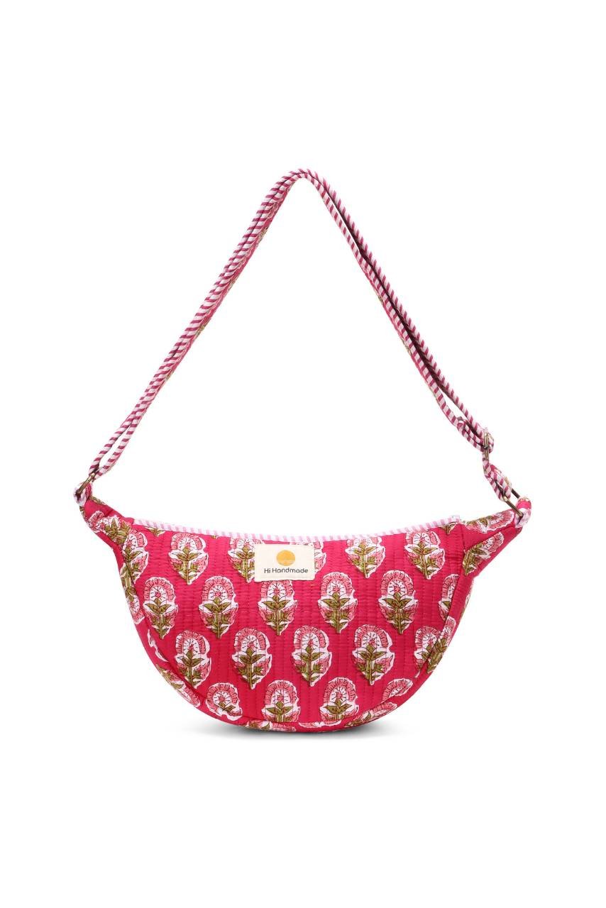 Cotton Sling Bag - Pink - Hi Handmade