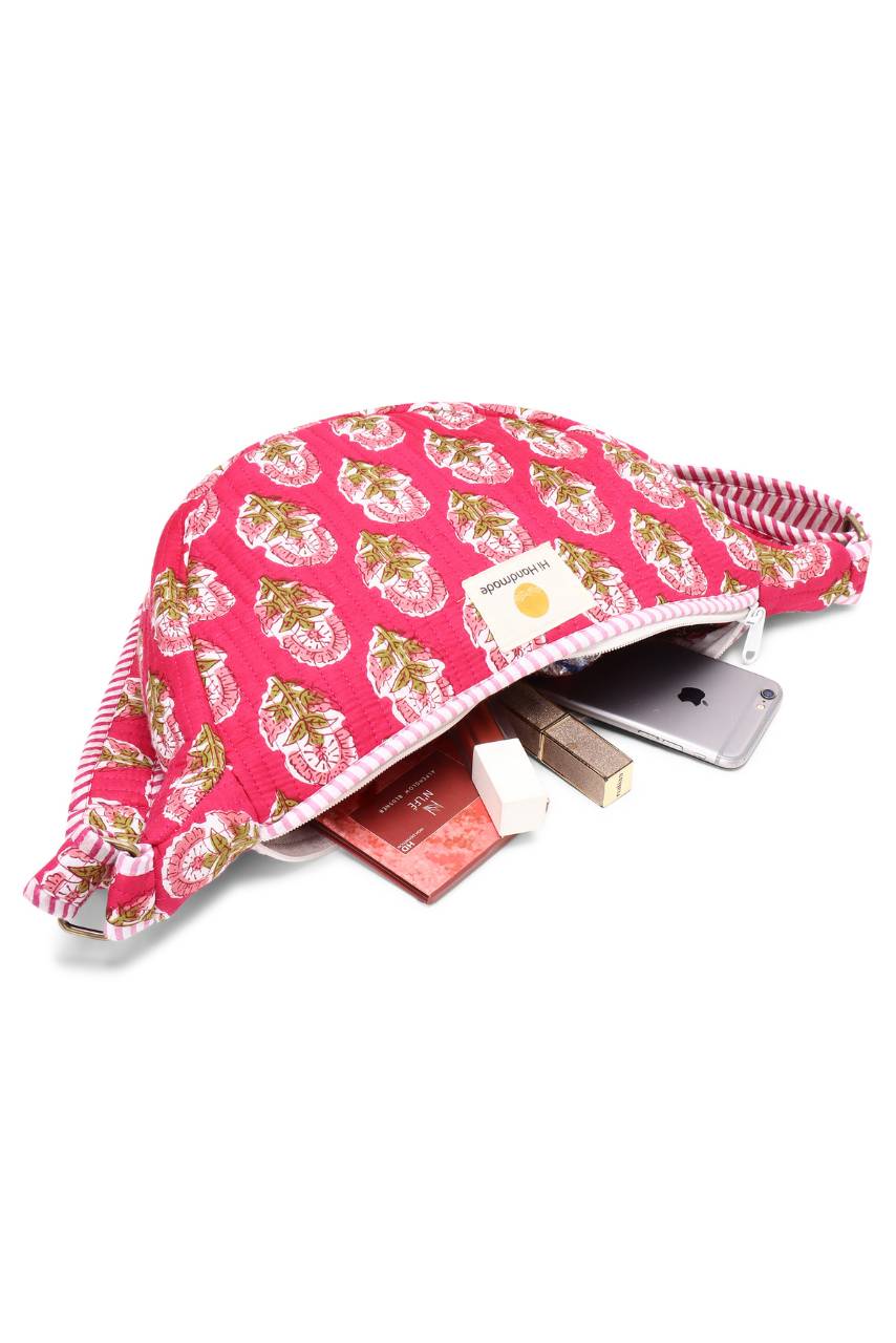 Cotton Sling Bag - Pink - Hi Handmade
