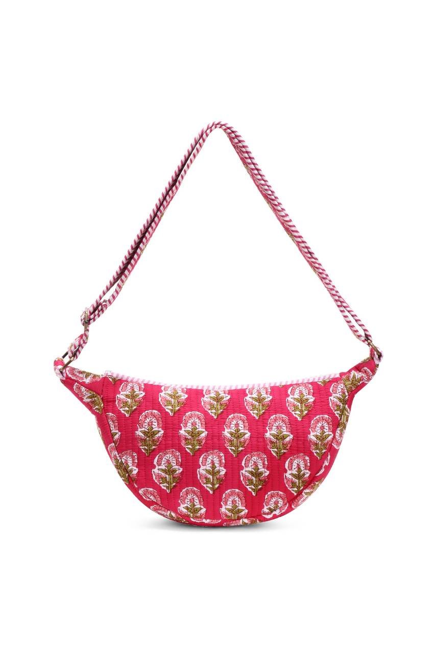 Cotton Sling Bag - Pink - Hi Handmade