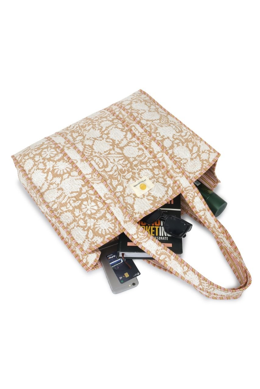 Cotton Tote Bag - Beige - Hi Handmade