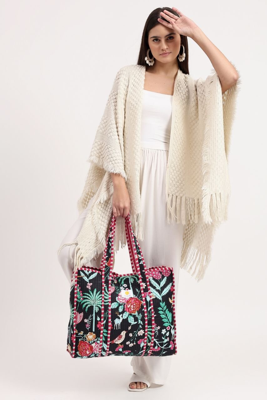 Cotton Tote Bag - Black - Hi Handmade