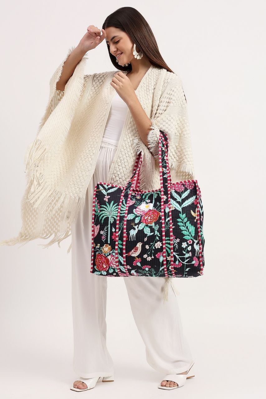 Cotton Tote Bag - Black - Hi Handmade