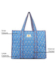 Cotton Tote Bag - Blue Daisy - Hi Handmade
