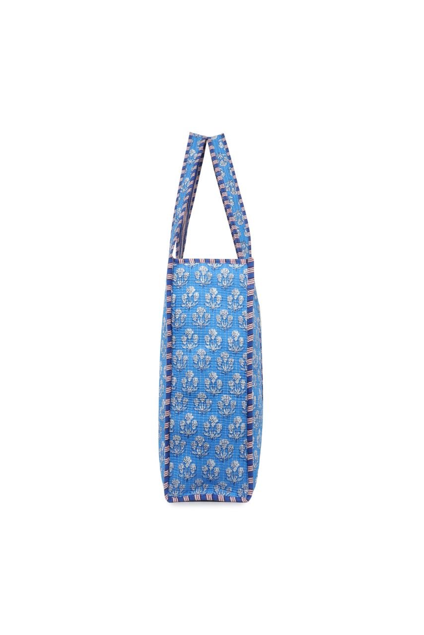 Cotton Tote Bag - Blue Daisy - Hi Handmade