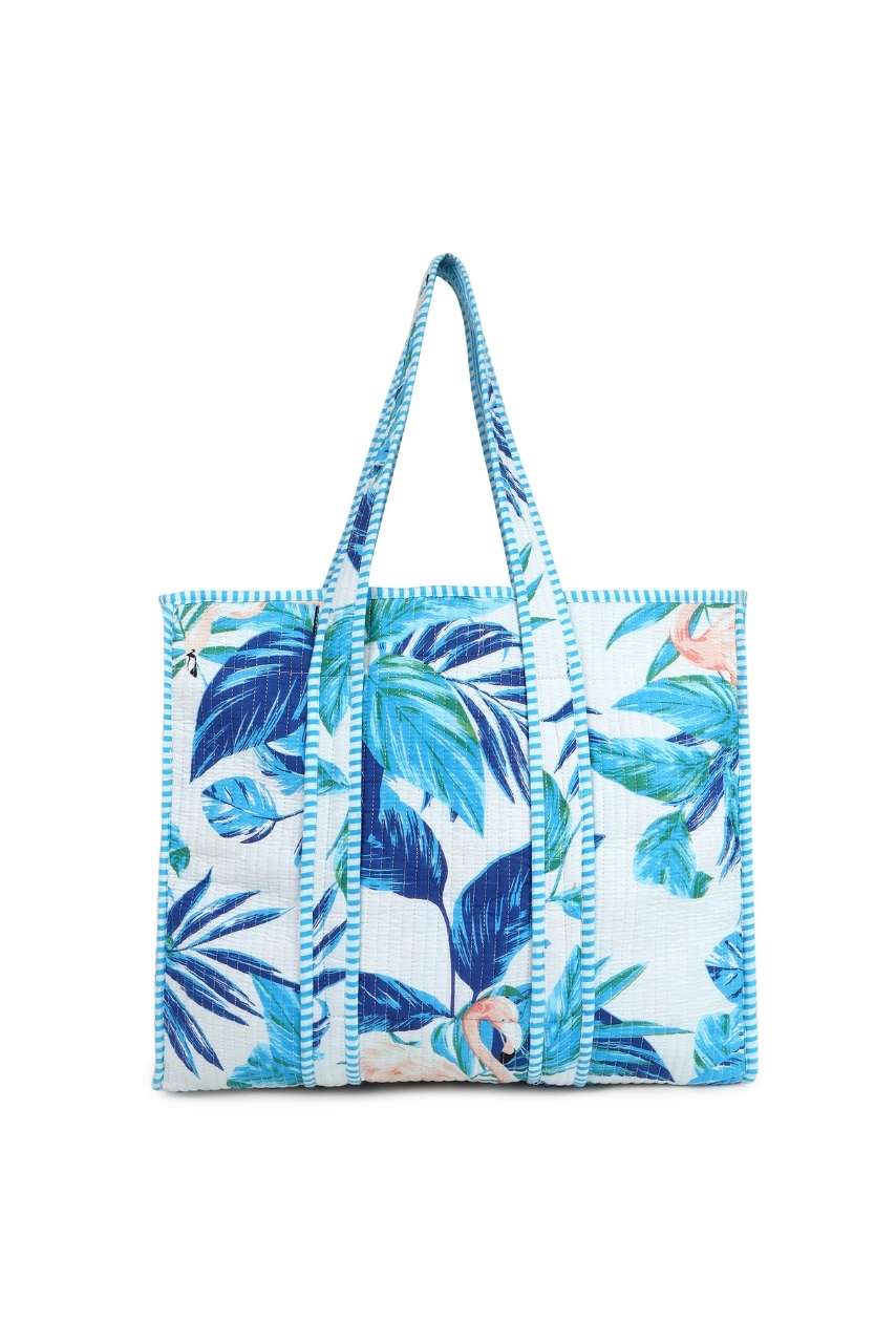 Cotton Tote Bag - Flamingo Blue - Hi Handmade
