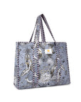 Cotton Tote Bag - Grey Blue - Hi Handmade