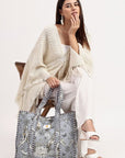Cotton Tote Bag - Grey Blue - Hi Handmade