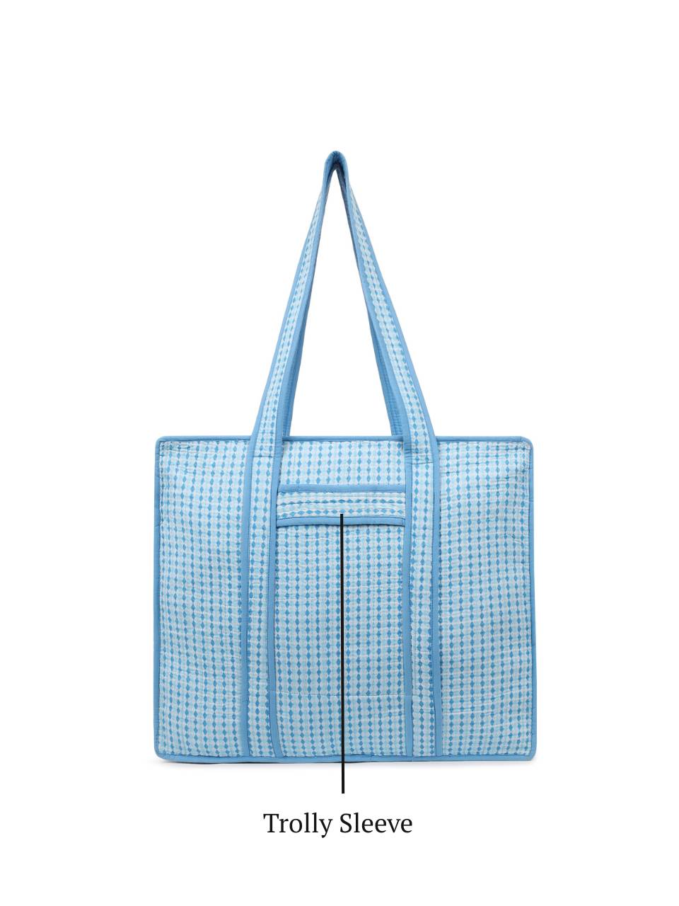 Cotton Tote Bag With Zip - Argyle Ocean - Hi Handmade