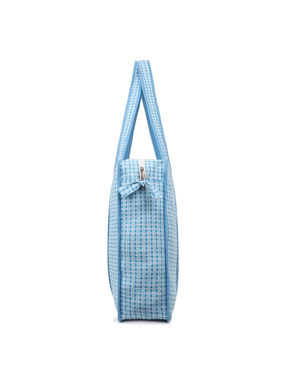 Cotton Tote Bag With Zip - Argyle Ocean - Hi Handmade