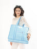 Cotton Tote Bag With Zip - Argyle Ocean - Hi Handmade