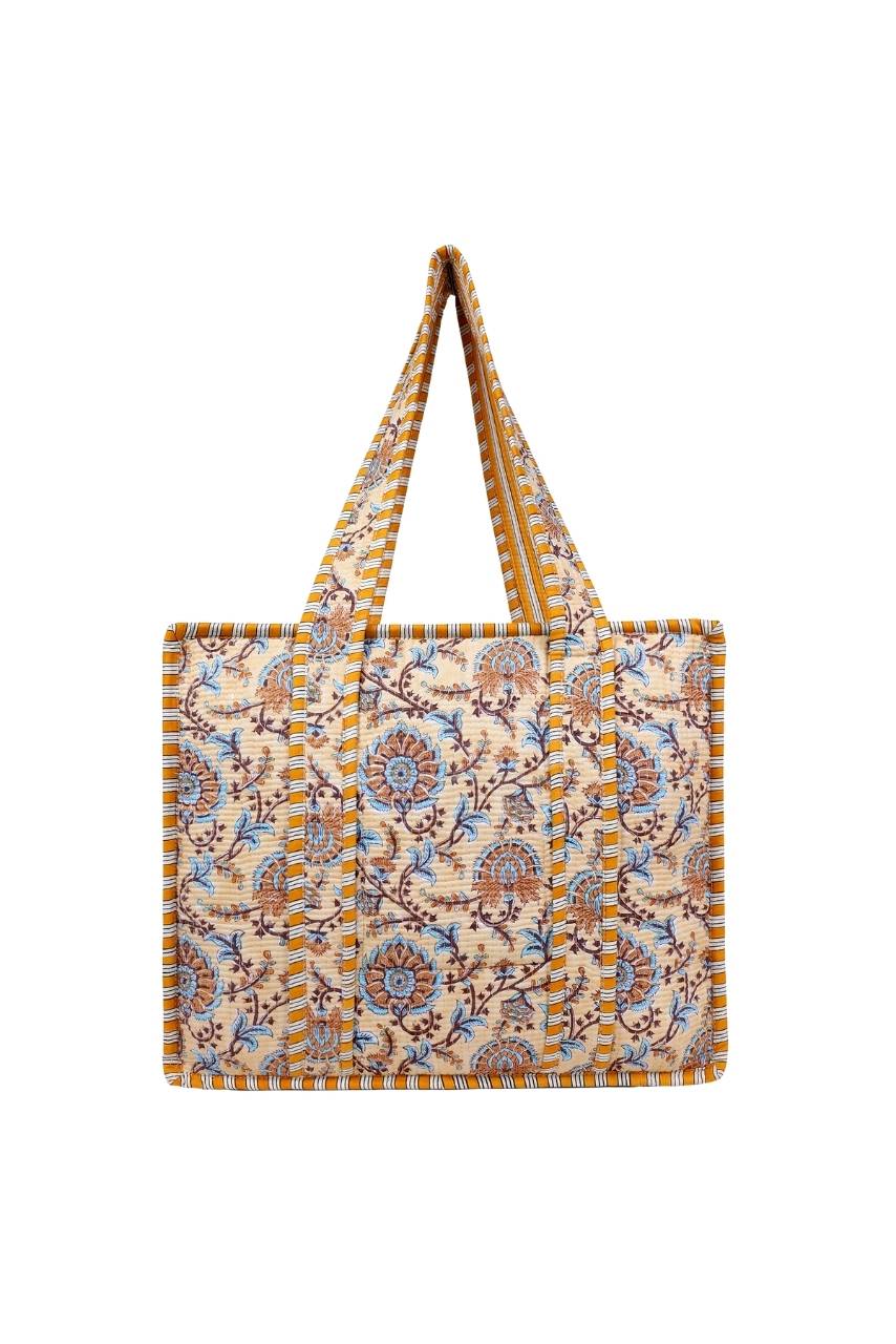 Cotton Tote Bag With Zip - Beige - Hi Handmade