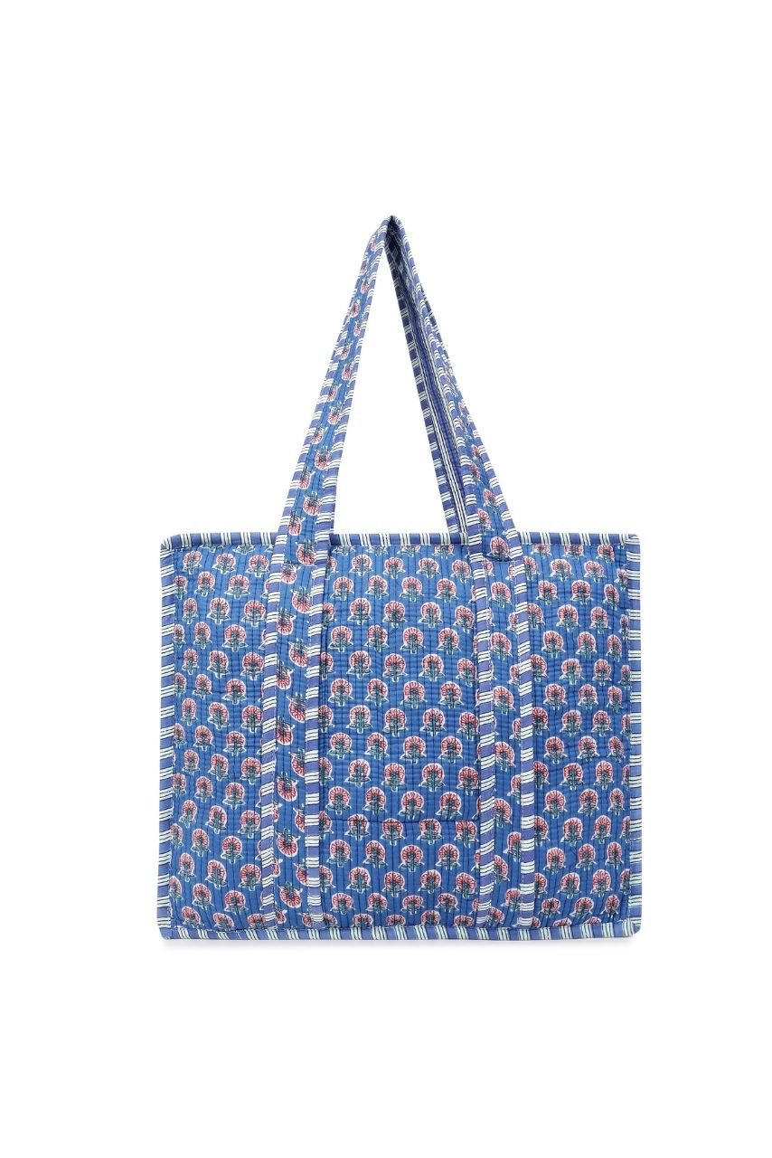 Cotton Tote Bag With Zip - Blue Ocean - Hi Handmade