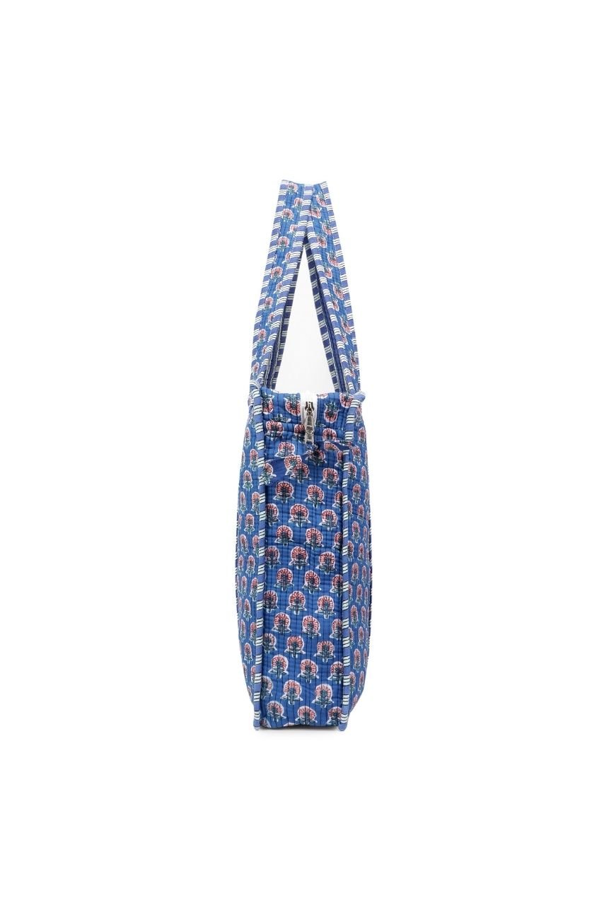 Cotton Tote Bag With Zip - Blue Ocean - Hi Handmade