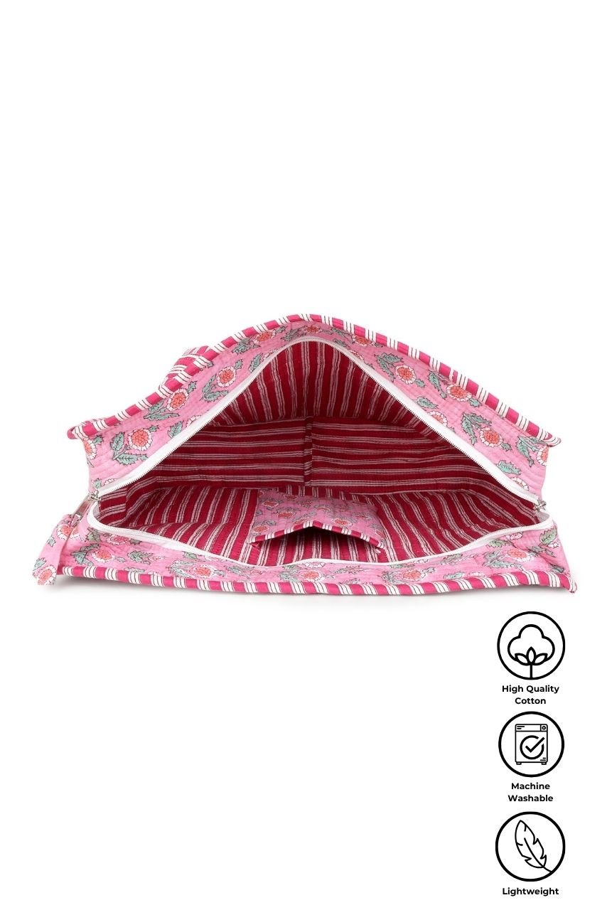 Cotton Tote Bag With Zip - Blush Pink - Hi Handmade