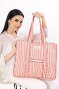 Cotton Tote Bag With Zip - Cronulla Stripe