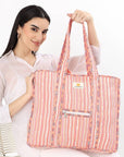 Cotton Tote Bag With Zip - Cronulla Stripe - Hi Handmade