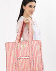 Cotton Tote Bag With Zip - Cronulla Stripe - Hi Handmade