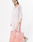 Cotton Tote Bag With Zip - Cronulla Stripe - Hi Handmade