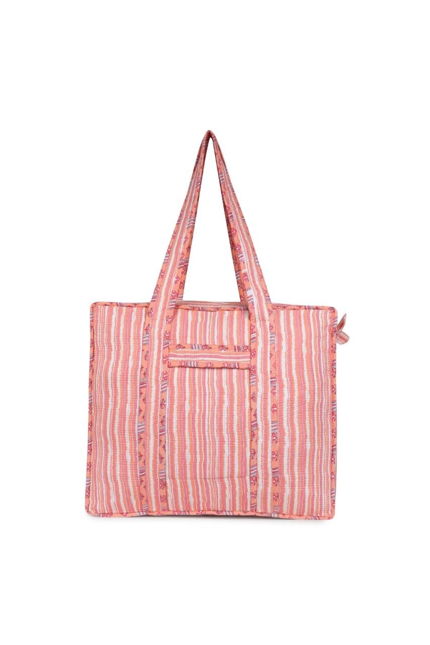 Cotton Tote Bag With Zip - Cronulla Stripe - Hi Handmade