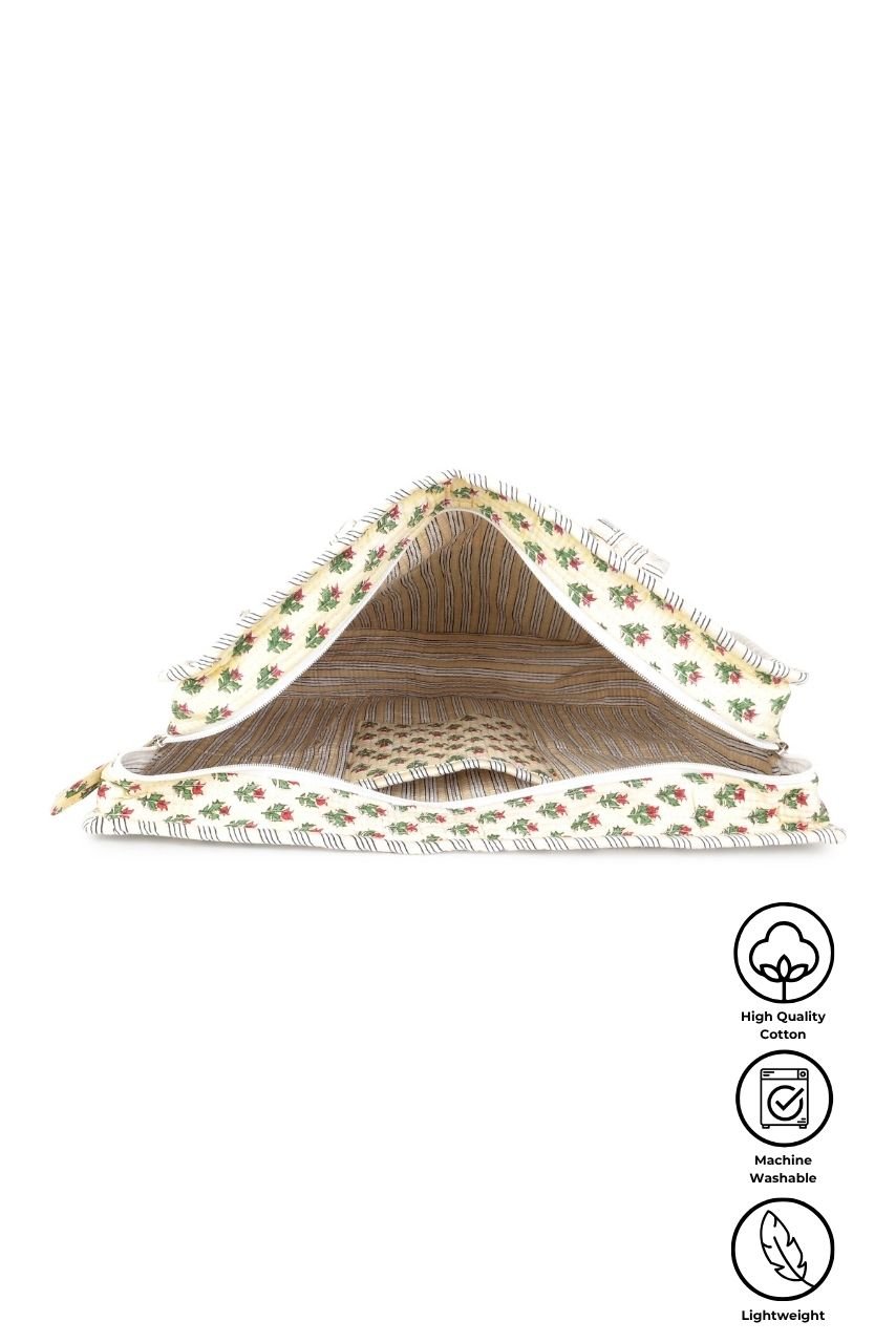 Cotton Tote Bag With Zip - Ivory - Hi Handmade