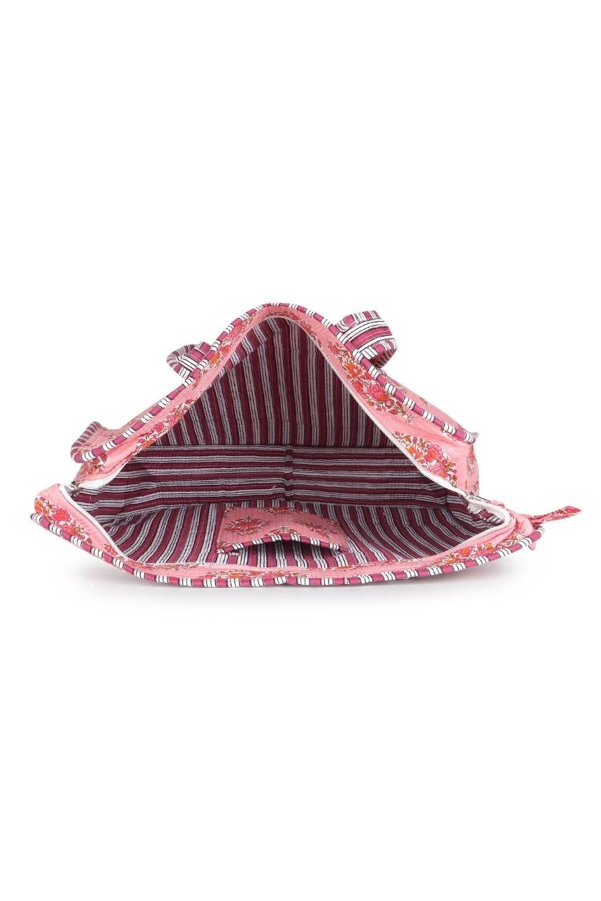 Cotton Tote Bag With Zip - Parisian Pink - Hi Handmade