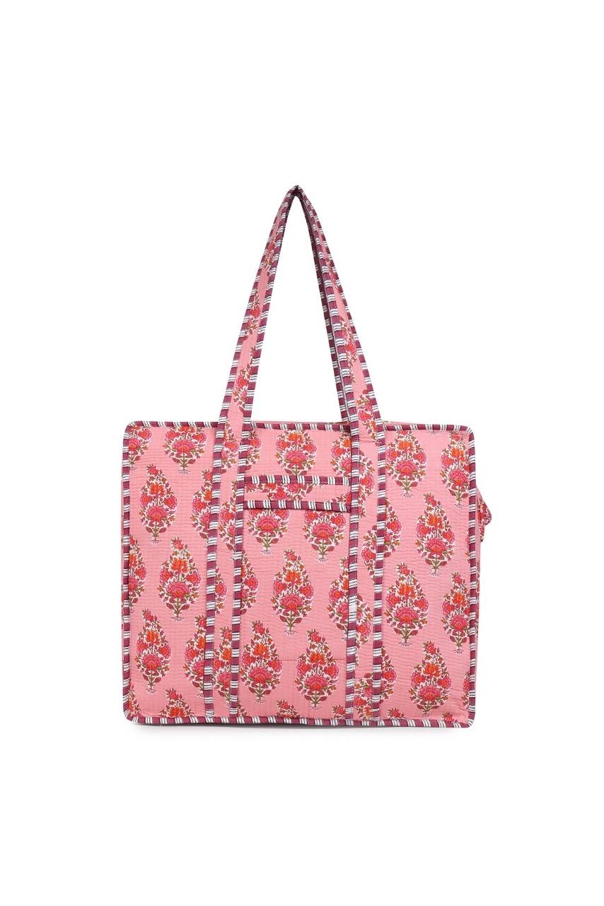 Cotton Tote Bag With Zip - Parisian Pink - Hi Handmade