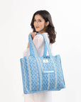 Cotton Tote Bag With Zip - Petal Stripe - Hi Handmade