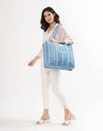 Cotton Tote Bag With Zip - Petal Stripe - Hi Handmade