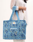 Cotton Tote Bag With Zip - Sahiba Floral - Hi Handmade