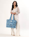 Cotton Tote Bag With Zip - Sahiba Floral - Hi Handmade