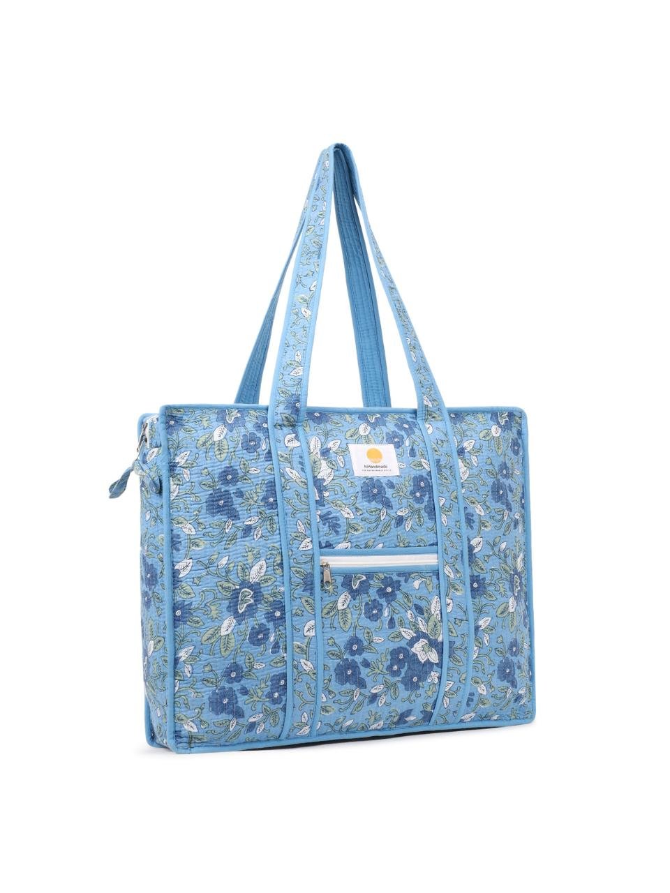 Cotton Tote Bag With Zip - Sahiba Floral - Hi Handmade