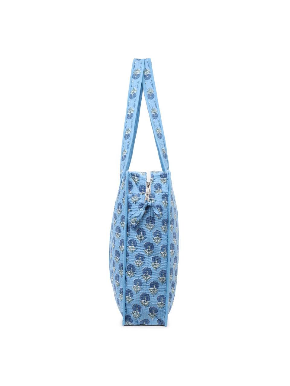 Cotton Tote Bag With Zip - Sahiba Motif - Hi Handmade