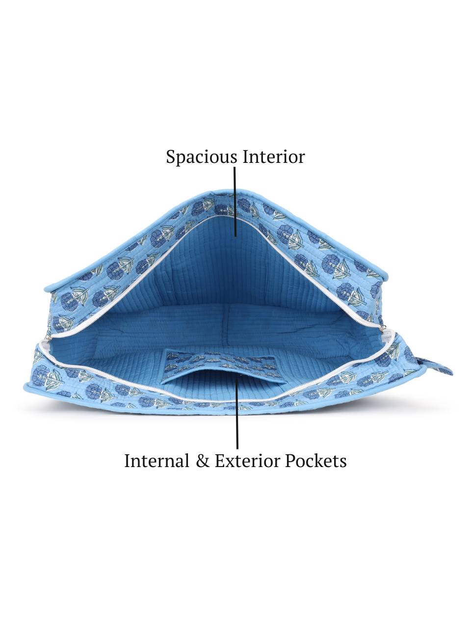 Cotton Tote Bag With Zip - Sahiba Motif - Hi Handmade