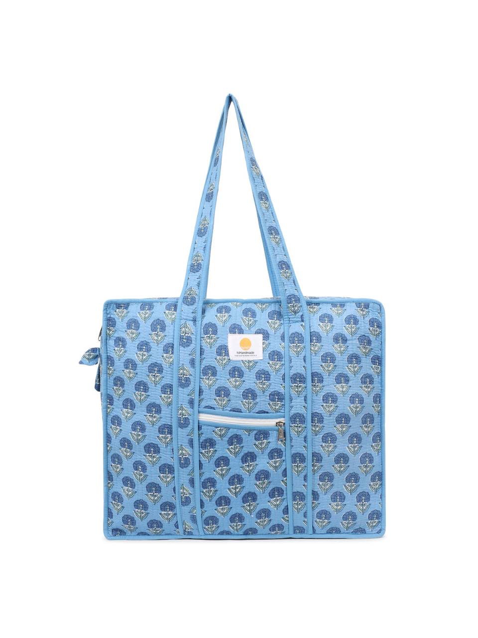 Cotton Tote Bag With Zip - Sahiba Motif - Hi Handmade