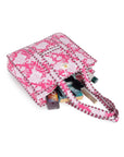 Cotton Tote Bag With Zip - White Pink - Hi Handmade