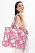 Cotton Tote Bag With Zip - White Pink - Hi Handmade