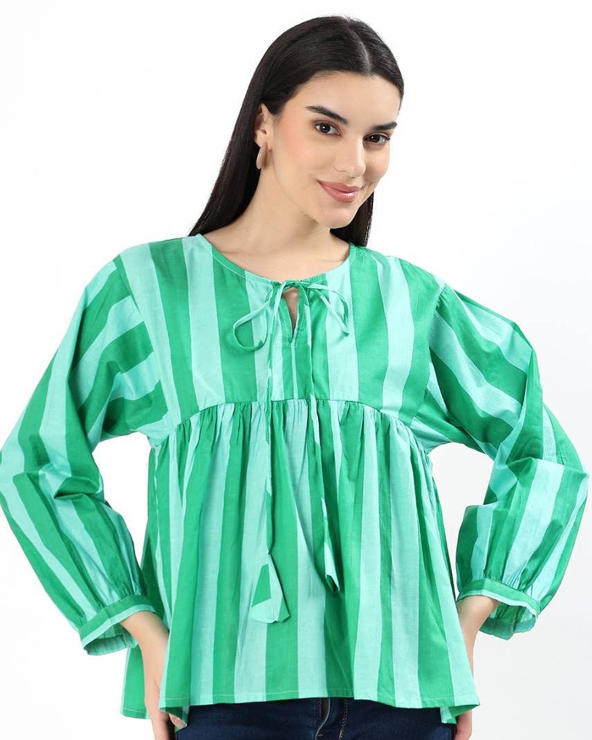 Dera Cotton Top - Green - Hi Handmade