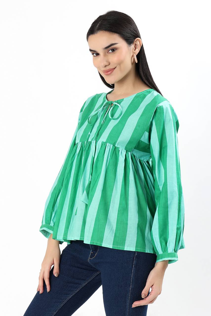 Dera Cotton Top - Green - Hi Handmade