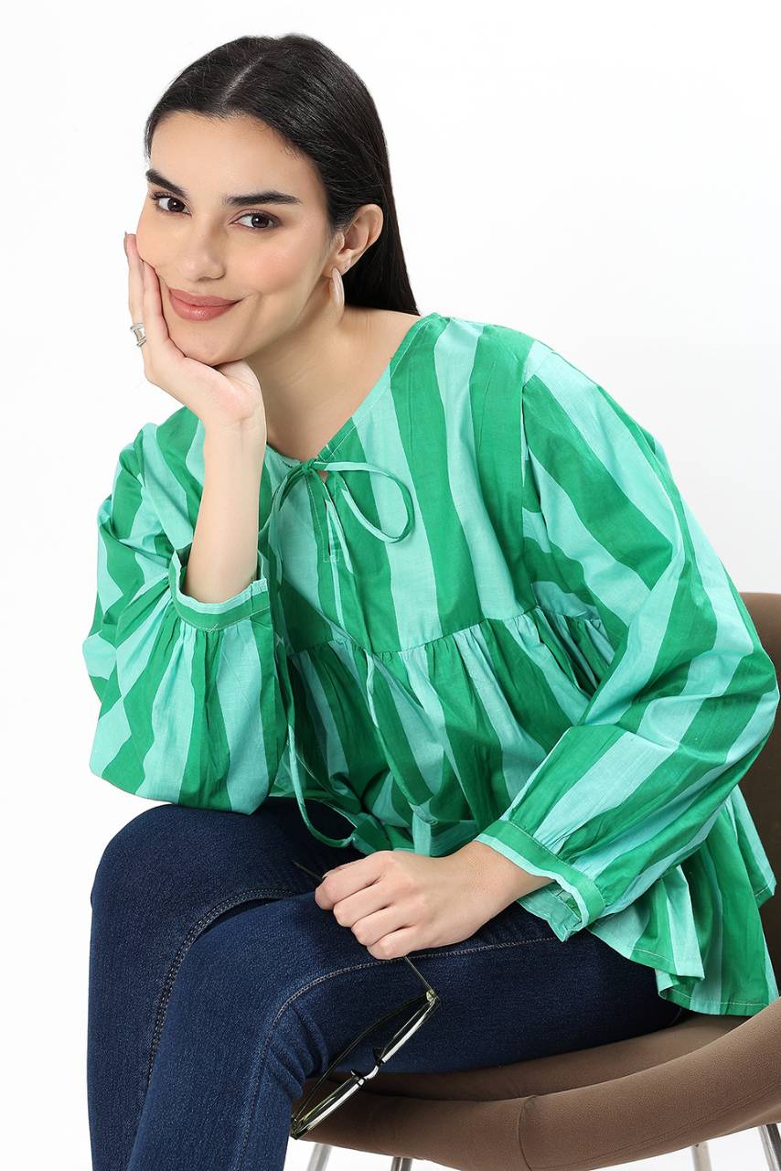 Dera Cotton Top - Green - Hi Handmade