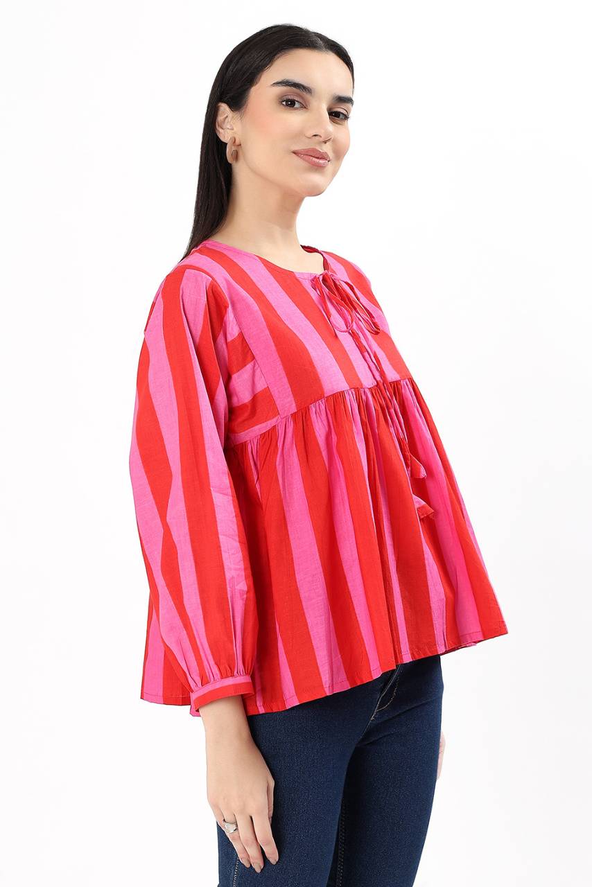 Dera Cotton Top - Pink - Hi Handmade