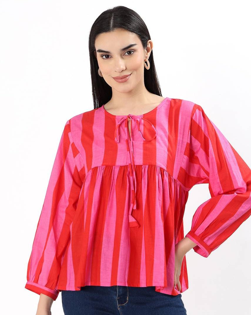 Dera Cotton Top - Pink - Hi Handmade