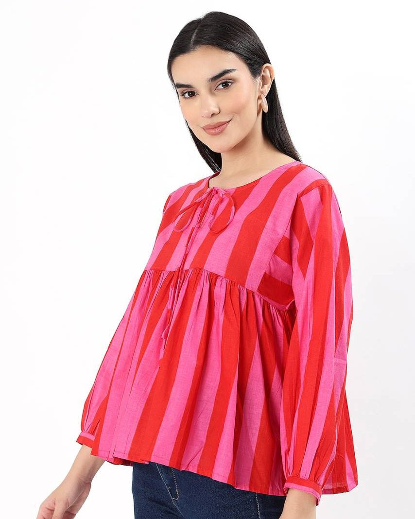 Dera Cotton Top - Pink - Hi Handmade