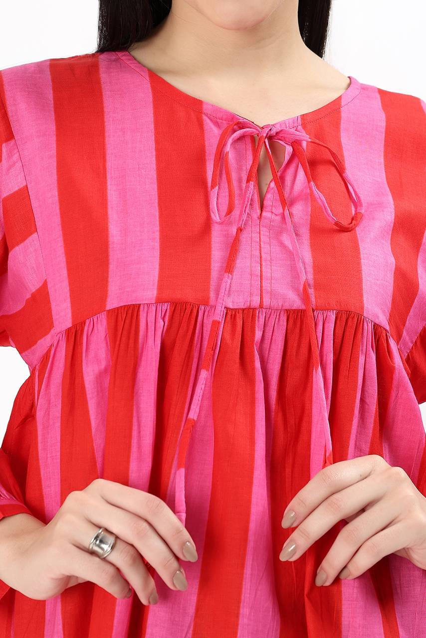 Dera Cotton Top - Pink - Hi Handmade