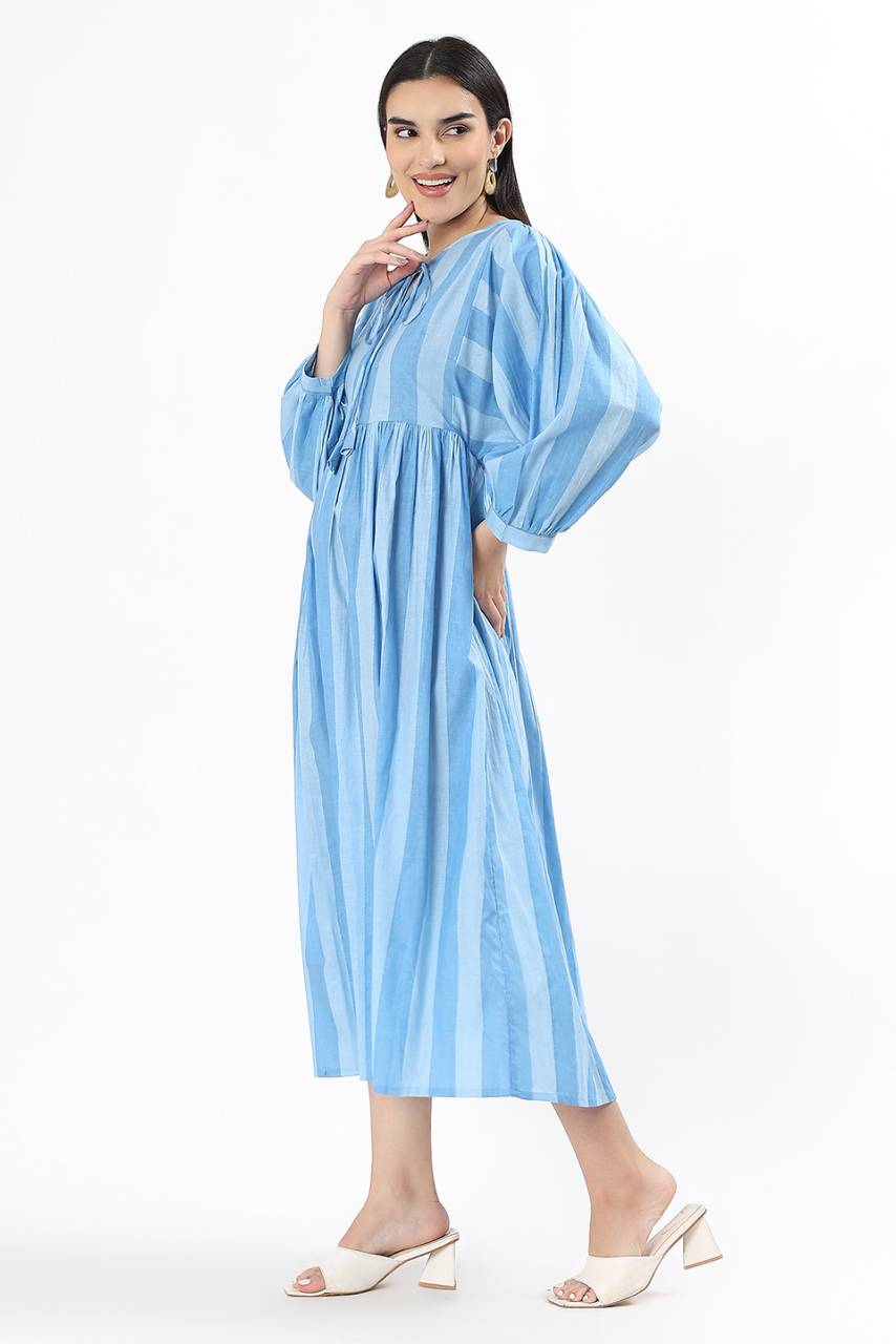 Dia Midi Dress - Blue - Hi Handmade