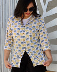 Gender Neutral Cotton Shirt - Elephant Print - Hi Handmade