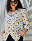 Gender Neutral Cotton Shirt - Elephant Print - Hi Handmade